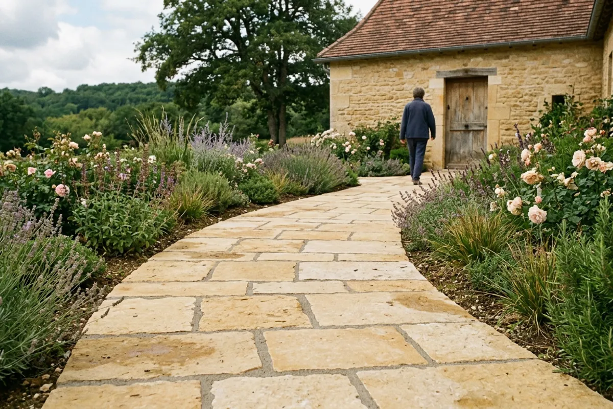Exemple d’allée de jardin pavée