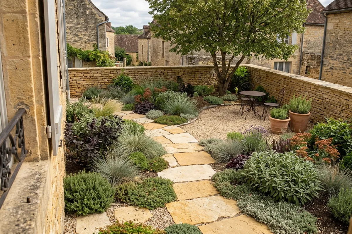 Exemple de jardin paysager aménagé en Périgord
